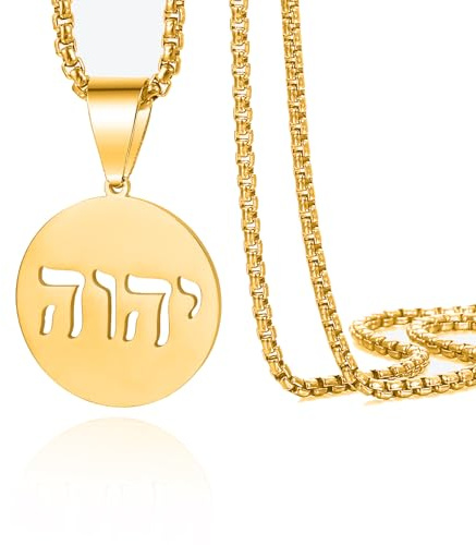 VASSAGO Hebräische Halskette YHVH YHWH Jehova Anhänger Tetra gramm Gott nennt Halsketten Chanukka Amulett Religiöser Glaube Segen Schmuck Geschenke für Männer Frauen