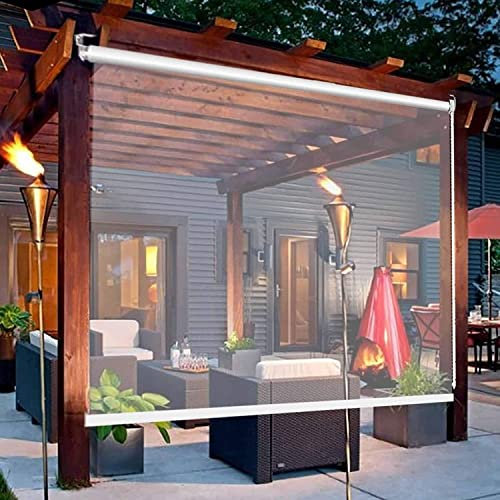 Tende a rullo In PVC Trasparente,Tenda Antivento Impermeabile per Balcone,Tapparella avvolgibile in plastica Trasparente con Raccordo,Patio,Facile installare e Pulire,160/170/180/190/200cm di larghezz