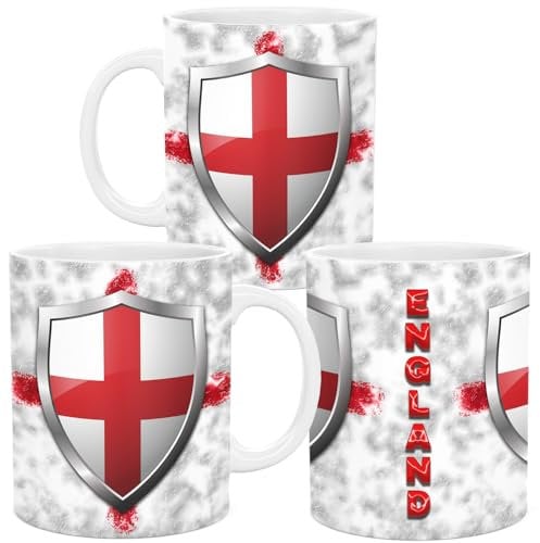 lepni.me Angleterre 11 oz. Tasse de Football avec Drapeau Anglais et Insigne | Tasse de jeu de Sport en Céramique pour Café et Thé | Cadeau d'anniversaire pour les Fans d'Hommes et de Femmes