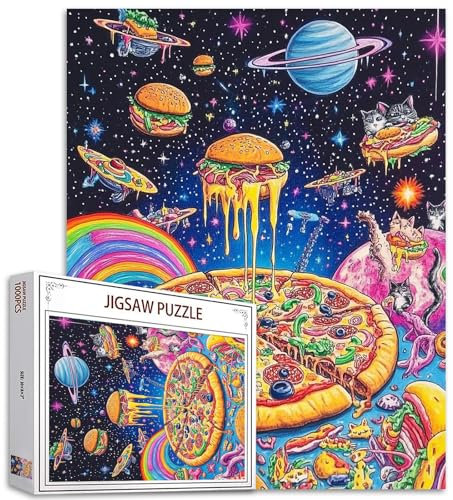 Solar System Jigsaw Puzzles 1000 Stück für Erwachsene Familien (Katze Hamburger Pizza Pommes Regenbogen) Stücke passen perfekt zusammen 19.7''x27.6''inch Galaxy Performance Frameable Magic Puzzle Art