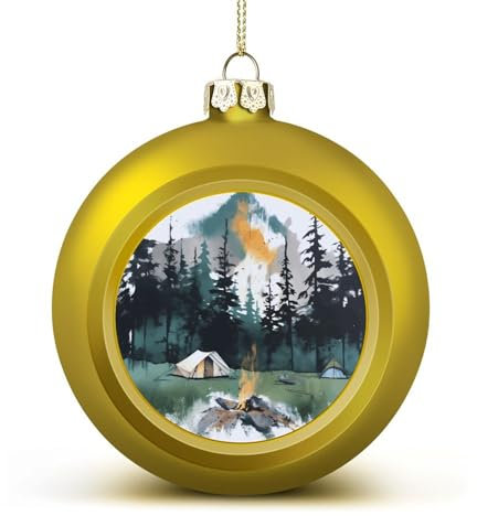 Weihnachtskugel-Ornamente, Wildnis-Camping, bedruckte Weihnachtskugeln, hängende Weihnachtskugeln, Halloween-Deko-Kugeln