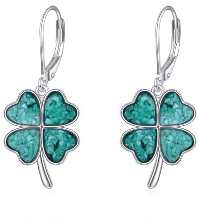 ONEFINITY Vierblättrige Kleeblatt Ohrringe 925 Sterling Silber Türkis Kleeblatt Ohrringe Irischer Glücksklee Schmuck für Frauen