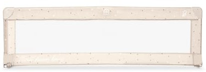 Asalvo Barrera de 150cm para Cama, Protección Anticaidas, para Niños, Abatible, Bolsa Transporte, Diseño Extra Alto, Plegable y Portátil, Fijación Segura, Estrellas Beige