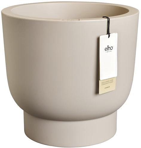 elho Amber Grail 40 - Blumentopf für Innen und Außen - 100% Recyceltem Plastik - Ø 38 x H 36 cm - Beige/Balanced Beige