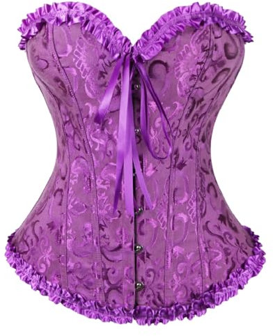 KUOSE Corset basque noir pour femme, taille S à 6XL, violet, 36-38