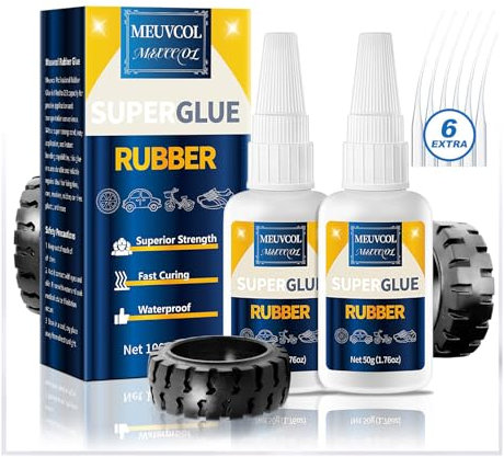 Meuvcol Rubber Glue 100g, Rubber Cement Glue Heavy Duty For RC Tires, Seals, Gaskets, Shoe Soles, Hose, Waterproof Super Glue Rubber Adhesive For Boot, Wellies, Bike Tires, Belts, Car