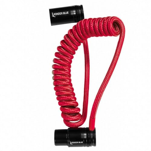 KONDOR BLUE |12-24 Coiled Braided Low Profile Right Angle XLR Cable | for Cameras, Microphones, Studio Audio | Red