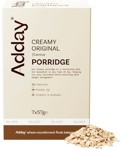 Adday Meal Replacement Porridge - Creamy Original - 7 Breakfasts | Meal Replacement Porridge, 20g Protein, Low Calorie Total Diet Replacement, Vegetarian, Halal & Kosher