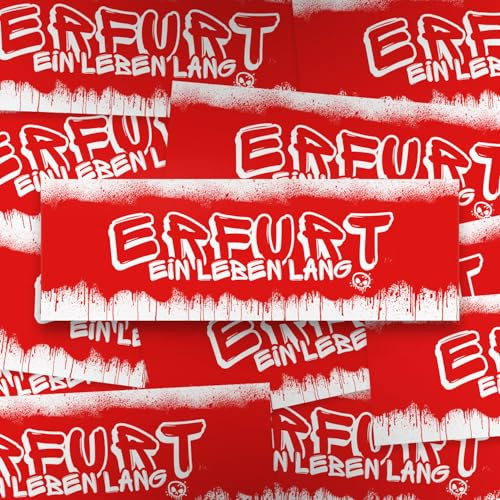 100x Erfurt Sticker/Aufkleber 'Ein Leben lang'/ Fußball Fanartikel/ 14,8x5,0 cm/PVC/wetterfest