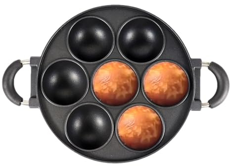 Yiohejy Cast Iron Pan, 7 Holes Non Stick Muffin Pan, Round Kitchen Baking Tray, Cake Baking Tools, for Scones, Cornbread, Muffins, Cup Cakes and Brownies