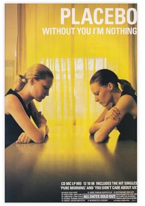 FKBALCZ Original-Vintage-Mini-Poster, Zeitschriften-Clipping – Placebo – Without You I'm Nothing, Leinwandposter, Schlafzimmer, Dekoration, Landschaft, Büro, Raumdekoration, Geschenk, 30 x 45 cm