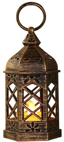 Kleine LED Laterne - Vintage Laterne mit LED-Kerze - Deko für Wohnaccessoires Indoor Outdoor Garten Terrasse Eingangsbereich Fensterbank Kamin - für Innenbereich Außenbereich Garten Schlafzimmer Einga