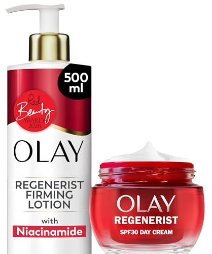 Bundle of Olay Niacinamide Regenerist Body Lotion, 24HR, Vitamin B5 B3, Glycerin, 500ml + Olay Regenerist Day Face Cream SPF 30 - Face Moisturiser with Sunscreen, Niacinamide 50ml