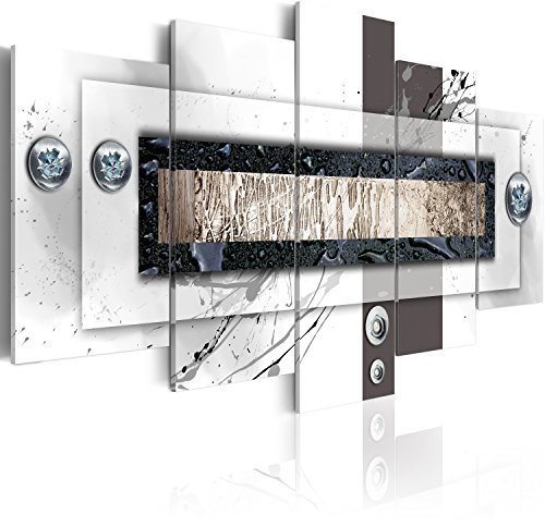 B&D XXL - Tableau décoratif moderne 200x100 cm - Impression sur toile colorée - Décoration murale pour salon et chambre - Cadre en Bois - Beige gris - Texture moderne abstraite 020101-157