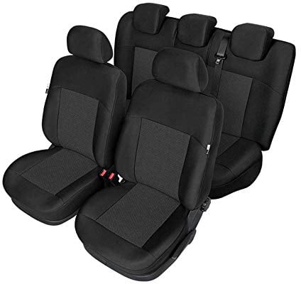 saferide | Komplettset 5-Sitze Schwarz Sitzbezug für Auto Sitzschoner Schonbezüge Autositz Autositzbezüge Sitzauflagen Sitzschutz Ares