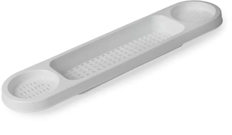 Blue Canyon Plastic Over Bath Rack| Durable Plastic Shower Caddy| Convenient Bathroom Storage for All Your Bath Time Products Including Soaps, Sponges, Bath Bombs, Books & Glasses of Bubbly| (White)