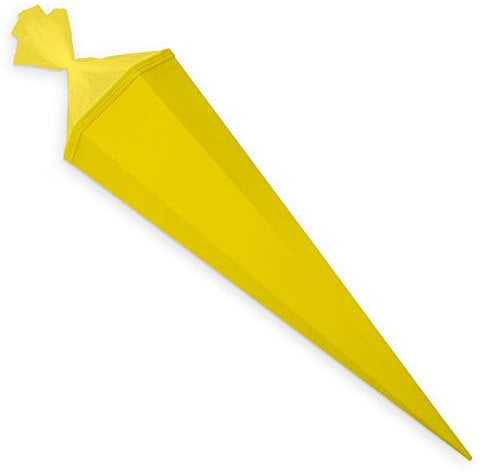 itenga Bastelschultüte 85 cm eckig Schultütenrohling mit Tüllverschluss (Gelb)