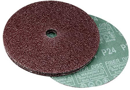 sourcing map 7-Inch x 7/8-Inch Aluminum Oxide Resin Fiber Discs, Center Hole 24 Grit Sanding Grinding Discs, 10 Pack