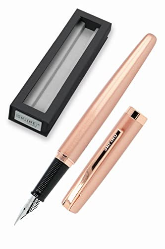 ONLINE Füllhalter Eleganza I Metall I Design rosegold Style I Federstärke M I Metallclip I inkl. Tintenpatrone Schreibfarbe Blau I Füller für Standard-Tintenpatronen inkl. Geschenkverpackung