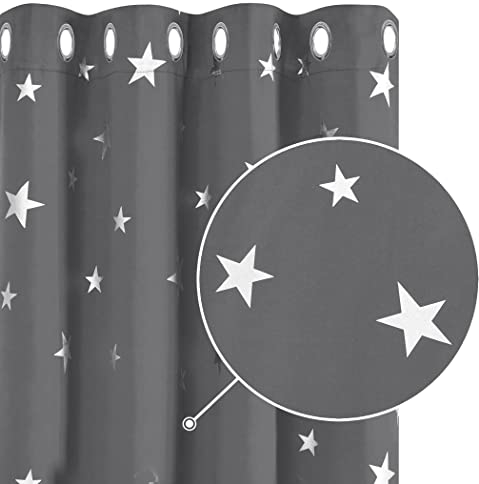 Deconovo Vorhänge Lichtundurchlässig Thermo gegen Kälte Thermogardinen Blickdichter Vorhänge mit Ösen Verdunkelungsvorhänge, 214x132 cm(HöhexBreite), Hellgrau, 2er Set
