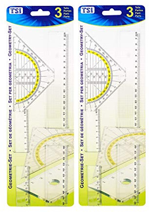 TSI Zeichengarnitur 3-teilig, mit Lineal 17 cm, 30 cm und Geodreieck 16 cm (2)