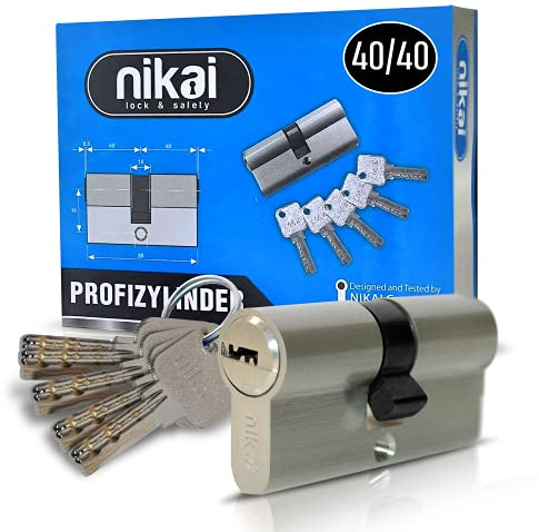 Oramics Doppelzylinder Profilzylinder 40/40 - Schließzylinder 80 mm inkl. 5 Schlüssel und 2 Befestigungsschrauben - Hochwertiger Zylinder Türschloss mit 2x 6 Sperrstiften Zylinder (1x 40/40 Silber)