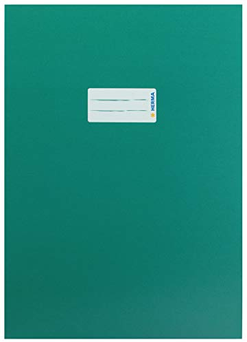 HERMA 19753 Heftumschläge A4 Karton Grün, 10 Stück, Hefthüllen mit Beschriftungsfeld aus stabilem & extra starkem Papier, Heftschoner Set für Schulhefte, farbig