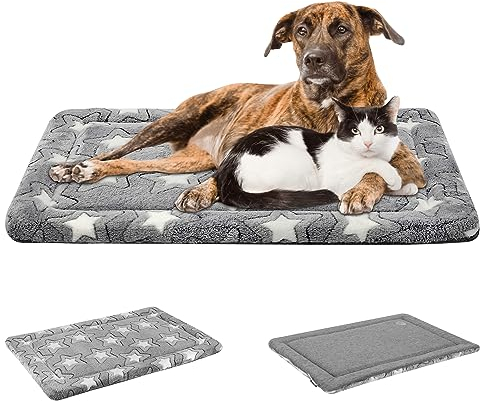 EMPSIGN Hundebett Grosse Hunde, Waschbar Hundekissen (kühl und warm), Hundematte aus hochdichtem Schaumstoff für Käfige, grau,137x84x2.8cm