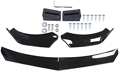 HouYeen Spoiler paraurti anteriore per auto, universale, kit splitter per carrozzeria, nero lucido