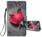 HopMore Handyhülle für iPhone 13 / iPhone 14 Leder Hülle, Klappbar Klapphülle Flip Case PU Schutzhülle Motiv für Mädchen Frauen Handytasche Stoßfest Cover Silikon für iPhone 13 / iPhone 14 - Rose