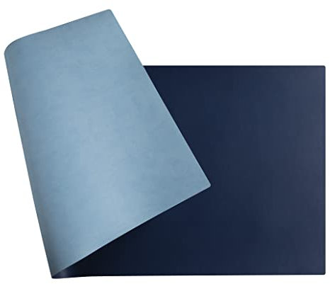 Exacompta 29124E Flexible Schreibunterlage Home Office, aus zweifarbigem Kunstleder (Polyurethan), weich und widerstandsfähig, 35 x 60 cm, marineblau/himmelblau