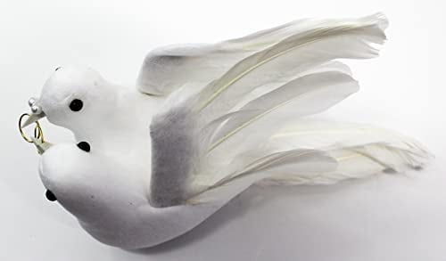 CaPiSo Weiße Tauben Taubenpaar 18cm Hochzeitstaubenpaar Hochzeit Dekovögel mit Ring Trauring Hochzeit