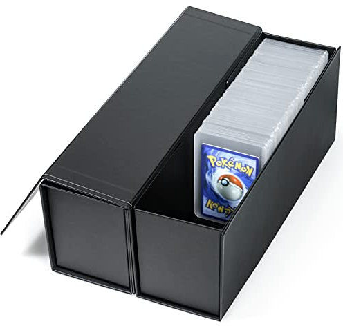 Trading Card Storage Box, Baseball Card Storage Box Holds 900+ Sport Cards or 200 Top Loaders, Fits Football, Basketball, Hockey, Gaming & Trading Cards, 13x4x3 inches - Vertical Version - 2 Pack