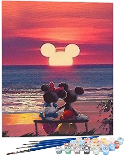 SULISO Peinture par Numero Kits, DIY Acryliques Kit de Peinture par Numéro Peinture Numéro pour Adultes avec Brosses et Peintures sans Cadre,Étoile de dessin animé 40x50cm