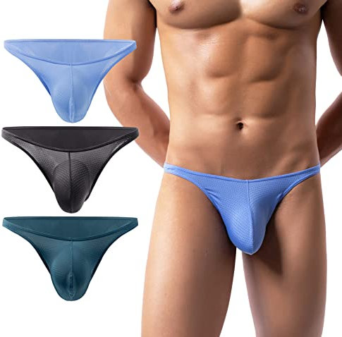 AIEOE Slip da uomo con Allover fori d'aria, traspiranti, mini slip da uomo, 3 pezzi 03, XL