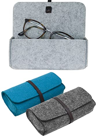 DuneDesign 3er Set für große Brillen: Brillenetui Filz - 100% Recycelt - 17x3,5x8 Sonnenbrillen Etui Groß - Reise Aufbewahrungstasche Mini Mäppchen Stoff Kosmetiktasche Filz Tasche Klein Etui Stifte