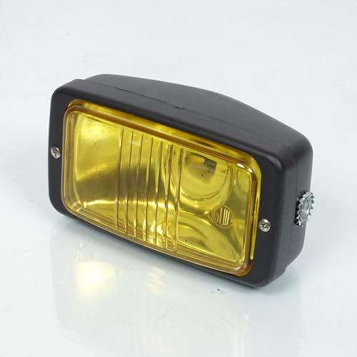 optischer Frontscheinwerfer rechteckig schwarzes Glas gelb universal für Vintage-Motorrad Cyclo