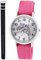 Pacific Time Kinder Armbanduhr Mädchen Junge Pferd Motivuhr Kinderuhr Set 2 Textil Armband rosa + schwarz analog Quarz 10367