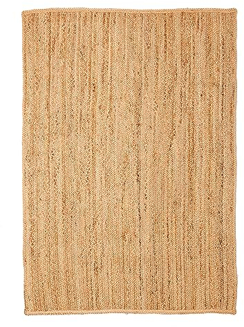 MY-RUG Hochwertiger Jute Teppich Nitin 250 x 200 cm - Rechteckig, handgewebt, großer Wohnzimmerteppich, braun, Juteeppich fürs Schlafzimmer im Boho Style