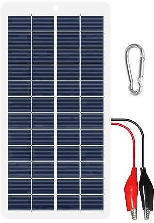 Jadeshay Chargeur Solaire 15W Panneau Solaire Portable Chargeur de Batterie 12V Panneau Solaire for lumières de Jardin Voyage en Plein air, avec Pince de Batterie
