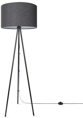 Paco Home Stehleuchte Wohnzimmer Schlafzimmer Stehlampe Uni Dreibein Stativ Stoffschirm Lampenschirm Rund Modern E27 Einfarbig