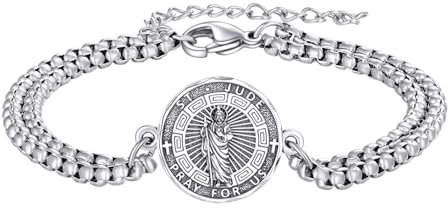 YFN Heiliger Judas Armband Sterling Silber Religiöser Beschützer Armband St Jude Schmuck Saint Jude Geschenke für Damen Herren