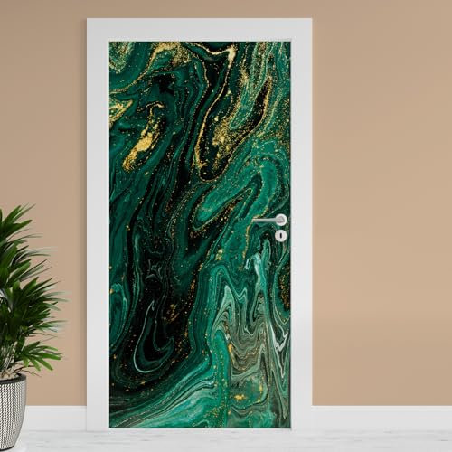 Finest Folia Türfolie 90x200 cm Türtapete Türposter Folie für Tür Wohnzimmer Kinderzimmer Küche Türaufkleber Bad Aufkleber selbstklebend TF02 (21 Marmor Grün)