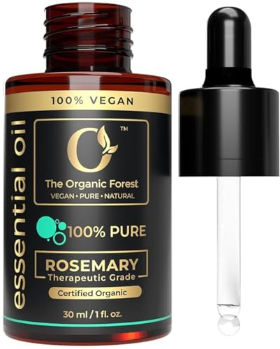 The Organic Forest – VEGAN PURE NATURAL Ätherisches Rosmarinöl für Aromatherapie, Rosmarinöl für Haar und Kopfhaut, feuchtigkeitsspendendes Massageöl