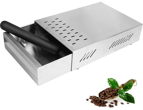 Kaffee Klopf Box Behälter,Kamanan Professional für Kaffeesatz,Edelstahl Kaffeemühlen Klopf Box Geeignet für alle handelsüblichen Kaffeemaschinen, Schubladenprofil aus Edelstahl(280mmx180mmx63mm)
