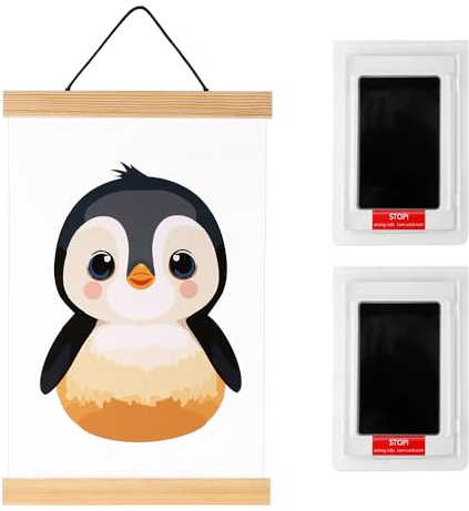 Baby Fußabdruck Set, Hand und Fußabdruck Set Baby Enthalten Poster-Aufhängetafel und Stempelkissen Abdruckset für Babyfüße Babyparty Erinnerungsgeschenk Babyzimmer Dekoration (Pinguin)