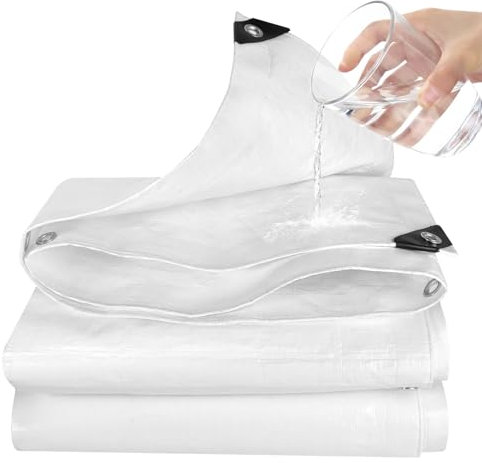 Bâche imperméable très résistante - Bâche en plastique PE épaisse 180 g/m² - Résistante au gel et aux UV - Pour jardin, tonnelle, camping, meubles - Abri de jardin (blanc)