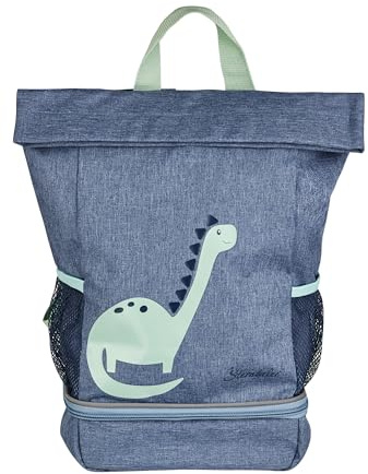 Sterntaler Kinderrucksack Dino Rexi - aus wasserabweisendem Polyester, wetterfest mit gepolsterten Schultergurten, Brustgurt & reflektierenden Designelementen - für Kindergarten & Unterwegs, blau