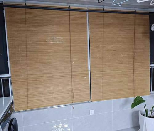 SGSKEIEY Retro Bambus Rollo ohne Bohren 50 60 70 80 90 100 Sonnenrollo Bambus Rollos für Terrasse Balkon,Sichtschutz Sonnenschutz Bambusrollo Jalousie Türen & Fenster (45×115cm/18×46in,60%)