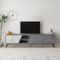 HOCUS PICUS TV Stand | 3-Door & 2-Tier Shelf Wooden Storage Cabinet | Modern TV Unit for Living Room | Lowboard Table for 65 Inch TVs | 180 cm | Retro Grey - White Marble